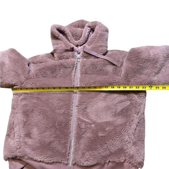Athleta Ritual Jacket Women’s M Mauve Hooded Faux Fur Full Zip Winter Coat - Picture 5 of 11